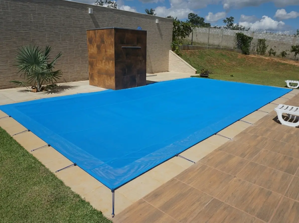 Capa tela pet para piscina - azul